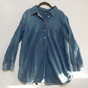 Lauren Ralph Lauren Women's pull-over Denim Shirt collar pocket 1X